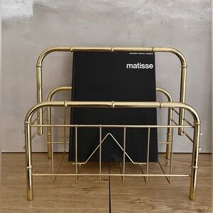 Mid century faux bamboo Vintage brass magazine holder